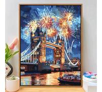 Diamond Painting Kit Completo Puente De La Torre, 5D Pintura de Diamante Bordado Punto de Cruz, DIY Cuadros de Diamantes Manualidades Adultos, Dibujo de Diamantes para Decoración 30x40cm Q-242B