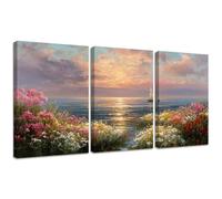 Diamond Painting Kit Flor, 3pcs Set 5D Bricolaje Diamond Painting 50x65cm Océano Taladro Completo Cuadrado Cristal Bordado Punto de Cruz, Diamante Pinturas Lienzo Artes Decoración de Hogar 2S-632