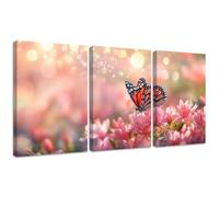 Diamond Painting Kit Flor, 3pcs Set 5D Bricolaje Diamond Painting 50x70cm Mariposa Taladro Completo Cuadrado Cristal Bordado Punto de Cruz, Diamante Pinturas Lienzo Artes Decoración de Hogar 2S-1388
