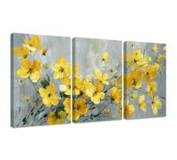 Diamond Painting Kit Flor, 3pcs Set 5D Bricolaje Diamond Painting 60x90cm Amarillo Taladro Completo Cuadrado Cristal Bordado Punto de Cruz, Diamante Pinturas Lienzo Artes Decoración de Hogar 2S-585
