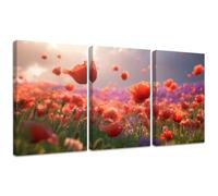 Diamond Painting Kit Flor, 3pcs Set 5D Bricolaje Diamond Painting 60x90cm Rojo Taladro Completo Cuadrado Cristal Bordado Punto de Cruz, Diamante Pinturas Lienzo Artes Decoración de Hogar 2S-1370