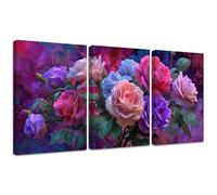 Diamond Painting Kit Flor, 3pcs Set 5D Bricolaje Diamond Painting 60x90cm Vistoso Taladro Completo Cuadrado Cristal Bordado Punto de Cruz, Diamante Pinturas Lienzo Artes Decoración de Hogar 2S-496