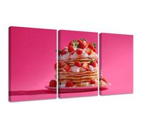 Diamond Painting Kit Fresa, 3pcs Set 5D Bricolaje Diamond Painting 40x50cm Desayuno Taladro Completo Cuadrado Cristal Bordado Punto de Cruz, Diamante Pinturas Lienzo Artes Decoración de Hogar 2S-1426