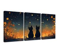 Diamond Painting Kit Gato, 3pcs Set 5D Bricolaje Diamond Painting 60x90cm Cielo estrellado Taladro Completo Cuadrado Cristal Bordado Punto de Cruz, Diamante Pinturas Artes Decoración de Hogar 2S-1285
