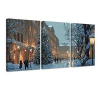 Diamond Painting Kit Invierno, 3pcs Set 5D Bricolaje Diamond Painting 40x50cm Ciudad Taladro Completo Cuadrado Cristal Bordado Punto de Cruz, Diamante Pinturas Lienzo Artes Decoración de Hogar 2S-372