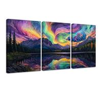 Diamond Painting Kit Lago, 3pcs Set 5D Bricolaje Diamond Painting 45x60cm Aurora Taladro Completo Cuadrado Cristal Bordado Punto de Cruz, Diamante Pinturas Lienzo Artes Decoración de Hogar 2S-519
