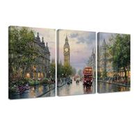 Diamond Painting Kit Londres, 3pcs Set 5D Bricolaje Diamond Painting 60x90cm Vista de calle Taladro Completo Cuadrado Cristal Bordado Punto de Cruz, Diamante Pinturas Artes Decoración de Hogar 2S-186