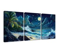 Diamond Painting Kit Luna, 3pcs Set 5D Bricolaje Diamond Painting 30x40cm Océano Taladro Completo Cuadrado Cristal Bordado Punto de Cruz, Diamante Pinturas Lienzo Artes Decoración de Hogar 2S-640