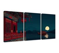 Diamond Painting Kit Luna, 3pcs Set 5D Bricolaje Diamond Painting 50x65cm Lago Taladro Completo Cuadrado Cristal Bordado Punto de Cruz, Diamante Pinturas Lienzo Artes Decoración de Hogar 2S-686