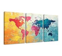 Diamond Painting Kit Mapa del mundo, 3pcs Set 5D Bricolaje Diamond Painting 45x60cm Amarillo Taladro Completo Cuadrado Cristal Bordado Punto de Cruz, Diamante Pinturas Artes Decoración de Hogar 2S-88