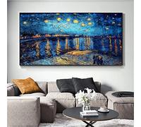 Diamond Painting Kit, Noche estrellada de Van Gogh Cuadros Diamantes 5D, DIY Pintura Diamante Kit Completo Punto de Cruz Bordado Diamante Lienzo Mosaico Art, Decor de Paredes Square Drill 50x60cm