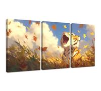 Diamond Painting Kit Otoño, 3pcs Set 5D Bricolaje Diamond Painting 45x60cm Tigre Taladro Completo Cuadrado Cristal Bordado Punto de Cruz, Diamante Pinturas Lienzo Artes Decoración de Hogar 2S-1343