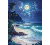 Diamond Painting Kit Paisaje 5D DIY Diamond Art Playa Cuadro Diamantes 40x60cm Pintura de Diamante Kit Completo para Adultos NiñOs, Punto de Cruz Dimond Puzzle Art para Decoracion Hogar Mural G-621