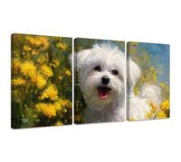 Diamond Painting Kit Perro, 3pcs Set 5D Bricolaje Diamond Painting 45x60cm Amarillo Taladro Completo Cuadrado Cristal Bordado Punto de Cruz, Diamante Pinturas Lienzo Artes Decoración de Hogar 2S-363