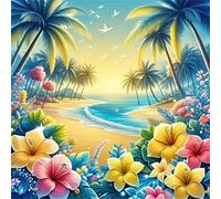 Diamond Painting Kits,5D Árbol de coco marino diamond paintings Manualidades para Adultos,DIY Square Cristal Rhinestones Bordado Punto de Cruz Diamante painting kits para Decor de Pared 50x50cm