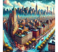 Diamond Painting Kits,5D Arquitectura urbana diamond paintings Manualidades para Adultos,DIY Round Cristal Rhinestones Bordado Punto de Cruz Diamante Painting Kits para Decor de Pared 100x100cm