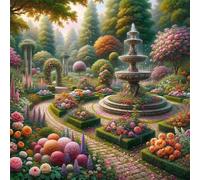 Diamond Painting Kits,5D Fuente del jardín diamond paintings Manualidades para Adultos,DIY Square Cristal Rhinestones Bordado Punto de Cruz Diamante Painting Kits para Decor de Pared 100x100cm