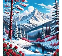 Diamond Painting Kits,5D Montañas de invierno diamond paintings Manualidades para Adultos,DIY Round Cristal Rhinestones Bordado Punto de Cruz Diamante Painting Kits para Decor de Pared 90x90cm