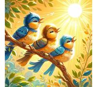 Diamond Painting Kits,5D Pájaros árbol del sol diamond paintings Manualidades para Adultos,DIY Square Cristal Rhinestones Bordado Punto de Cruz Diamante painting kits para Decor de Pared 50x50cm