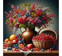 Diamond Painting Kits,5D Ramo de frutos rojos diamond paintings Manualidades para Adultos,DIY Square Cristal Rhinestones Bordado Punto de Cruz Diamante painting kits para Decor de Pared 30x30cm