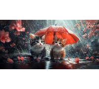 Diamond Painting Kits for Adults 5D DIY Diamond Art Gato Manualidades Adults Gem Art Kits Completo Punto de Cruz Puzzle Dibujos Regalo Accesorios for Beginners Paraguas Decoracion Pared 30x60cm J0K178