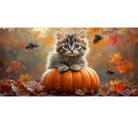 Diamond Painting Kits for Adults 5D DIY Diamond Art Gato Manualidades Adults Gem Art Kits Completo Punto de Cruz Puzzle Dibujos Regalo Accesorios for Beginners Calabaza Decoracion Pared 30x60cm J0K150