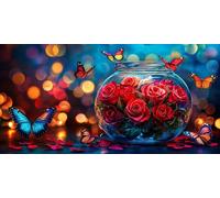 Diamond Painting Kits for Adults 5D DIY Diamond Art Rosa Manualidades Adults Gem Art Kits Completo Punto de Cruz Puzzle Dibujos Regalo Accesorios for Beginners Mariposa Decoracion 50x100cm J0K-105