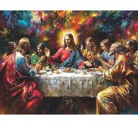 Diamond Painting La úLtima Cena Diamond Painting Adultos Alimento, 5D DIY Manualidades Adultos Kit Punto de Cruz, Cuadro Diamantes Cristal Artes Bordado Kit, Decoracion Navidad Regalo 30x40cm 1-9489