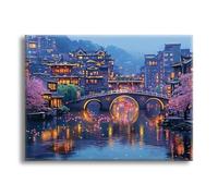 Diamond Painting Lago Ciudad, Diamond Painting Adultos y Principiantes, Manualidades Adultos Kits, Cuadros Decoracion Navidad, DIY Kit Bordado Punto de Cruz, Home Decoration Regalo 100x150cm Z-l-333