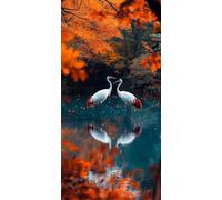 Diamond Painting Lago Diamond Painting Adultos, 5D Grulla de corona roja Pintura de Diamante Adultos, DIY Full Drill Pintar con Diamantes Punto de Cruz Kit Completo, Decoracion Hogar 80x160 cm 0u-87