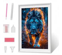 Diamond Painting LeóN Animal Pintura de Diamante para Adultos y Niños, Diamond Painting Kit Completo Accesorios DIY 5D Cuadro Punto de Cruz Bordados Manualidades Decoracion Pared 60 x 80cm PJY1 W-B