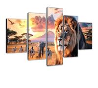 Diamond Painting León Diamond Painting Adultos Elefante Pintura de Diamantes Manualidades Adultos,punto de cruz kit completo Lienzo Con Diamantes Brillantes,Decoración de Pared 5 Piezas 30x50cm 0m-953