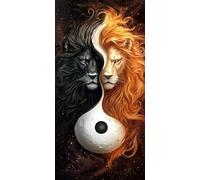 Diamond Painting LeóN Diamond Painting Niños, Animal Cuadro Diamantes Kit Manualidades Adultos, DIY Cuadrado Pintura Diamante Punto de Cruz Cristal Art para Decoración Pared Hogar, 80x160cm, Model874