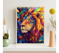 Diamond Painting León Pintar por Numeros Adultos Animal Full Redondo Drill, 5D Pintura de Diamante Kit, DIY Manualidades Adultos Rhinestones Bordado Punto de Cruz para Decoración Hogar 20x30cm, z@409