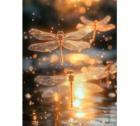 Diamond Painting LibéLula, DIY 5D Diamond Painting Kit Lago, 5D Pintura Diamante Cuadro Diamantes DIY Full Drill Round Ricamo a Punto Croce Painting per Decorazioni Casa Pareti, Regalo 60x90cm C-2985