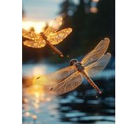 Diamond Painting LibéLula, DIY 5D Diamond Painting Kit Lago, 5D Pintura Diamante Cuadro Diamantes Kit Bordado Principiantes DIY Full Drill Round Embroidery Kit per Decorazioni Pareti, 60x90cm 9-WH39