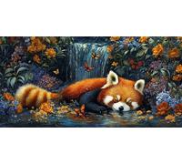 Diamond Painting Lindo 5D Dibujos Con Diamantes, DIY Diamond Painting Adultos Panda Rojo Pintura de Diamante Kit Manualidades NiñOs Cristal Regalo for DecoracióN de Pared del Hogar 100x200cm J0P-87
