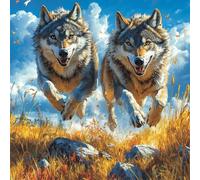 Diamond Painting Lobo, 5D Diamond Painting Adultos Planta, DIY Manualidades Adultos, 5D Ronda Cuadro Diamantes Kits, DIY Punto de Cruz Pintura Diamante, Decoracion De Pared, Regalo, 60x60cm A-2039