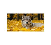 Diamond Painting Lobo Diamantes Pintar por Numeros Hoja de arce, Manualidades Adultos Kit Bordado Punto de Cruz 80 x 160 Cm, Cuadros Decoracion Salon Modernos Dibujos con Diamantes, Regalo 2509-3575