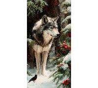 Diamond Painting Lobo, Diamond Art Bordado Punto de Cruz Kit Completo Invierno Manualidades Adultos Pintura de Diamante 50x100 CM, Cuadro Diamantes para Cuadros Decoracion Salon Modernos DZSH3345