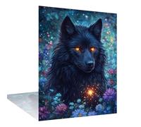 Diamond Painting Lobo Diamond Painting Adultos Flor Dibujos con Diamantes, 5D DIY Bordado de Punto de Cruz Diamante Pintura Kit Completo para Niños, Decoracion Hogar, Regalo Mujer 80x100cm W6-614
