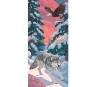 Diamond Painting Lobo Diamond Painting Kit Completo XXL, 90x180 cm/35.4x70.9 In Pintura Diamante Águila Cuadros Diamantes 5D, DIY Puzzle Diamond Art Artesanía para Decoración de la Pared Hogar Regalo