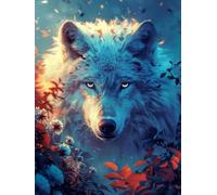 Diamond Painting Lobo Pintura Diamante Animal Diamond Painting Adultos Principiante 5D DIY Cristal Punto de Cruz Diamante Manualidades Adultos para Decoracion Habitacion, Regalo (90x120cm) -yxy2506EM