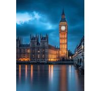 Diamond Painting Londres, 5D Diamond Painting Adultos El Gran Ben, DIY Manualidades Adultos Kit Punto de Cruz, Cuadro Diamantes Art Rhinestones Bordado Kit, para Decoración Hogar 80x110cm 2-2080