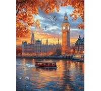 Diamond Painting Londres 5D Pintura de Diamante Paisaje Diamond Painting Kit Completo, Manualidades Adultos, DIY Redondo Taladro Pintura Diamante Para Cuadros Decoracion Salon Modernos 10x15cm X-569