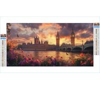 Diamond Painting Londres Diamond Painting Adultos Flor 5D DIY Full Drill Pintura Diamante Manualidades Kit Completo, Mosaico de Diamantes Arte Kit para Niños, Decoracion Hogar Regalo 70x140cm G1-503