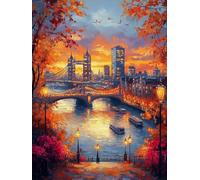 Diamond Painting Londres, DIY 5D Diamond Painting Kit Lago, 5D Pintura Diamante Cuadro Diamantes Kit Bordado Principiantes DIY Full Cuadrado Embroidery per Decorazioni Casa Pareti 80x120cm D-9C23