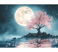 Diamond Painting Luna Árbol de la vida, Pintar por Numeros Adultos Niños, Manualidades Adultos, Punto de Cruz Bordado Principiantes, Manualidades Niña 10 Años, Decor de Pared del Hogar 20x30cm Q-965