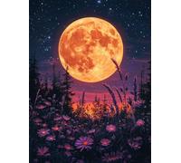 Diamond Painting Luna, DIY 5D Diamond Painting Kit Flor, 5D Pintura Diamante Cuadro Diamantes DIY Full Drill Round Ricamo a Punto Croce Painting per Decorazioni Casa Pareti, Regalo 60x90cm F-NU43