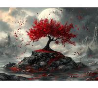 Diamond Painting Luna, Kit Pintura Diamante Adultos Árbol 30x20 cm T0-335